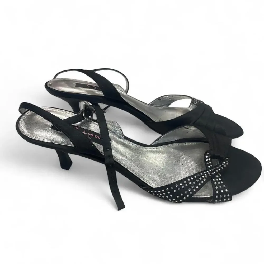 Black studded heels with silver